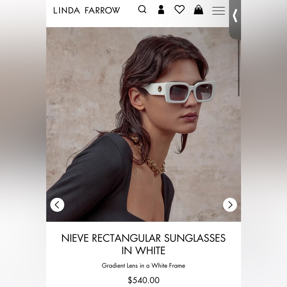 NWOT Linda Farrow Nieve Sunglasses White